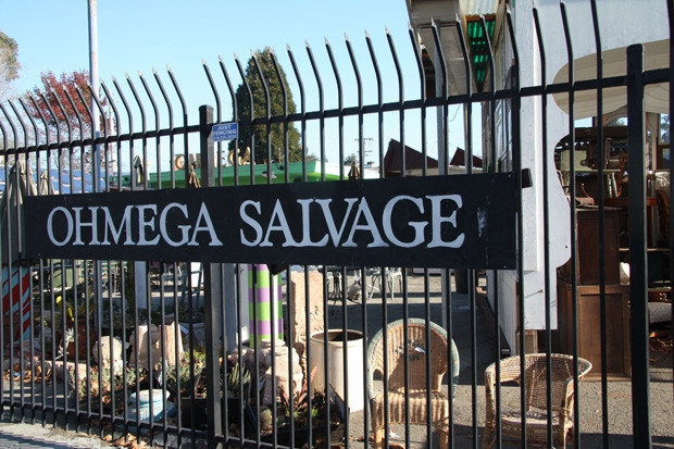 Los Angeles sign of metal letters, hangs from a railing at an architecture  salvage yard Stock Photo - Alamy